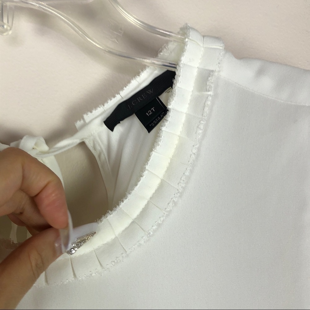 J. Crew Tall drapey ruffle-trim blouse top White - Picture 7 of 7